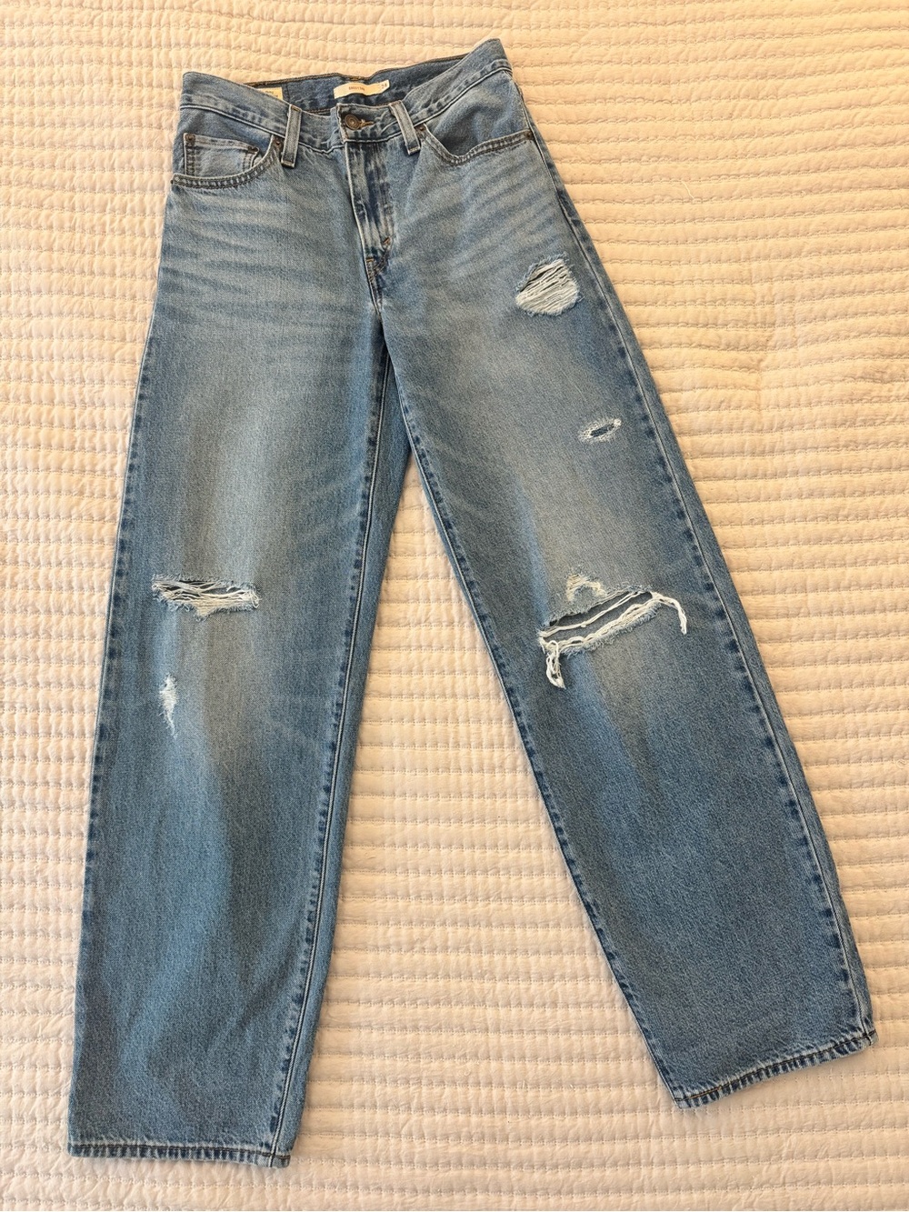 Levi's Distressed Light Blue Women's Baggy Dad Jeans